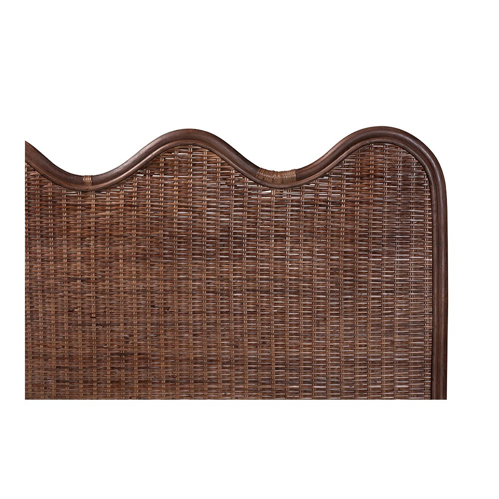 Einya Rattan Standalone Headboard with Wavy Scalloped Top, King