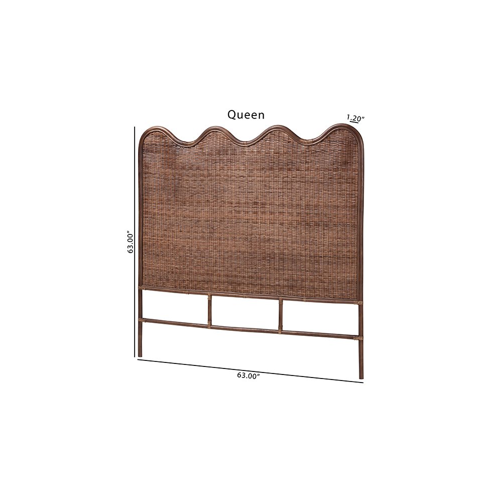 Einya Rattan Standalone Headboard with Wavy Scalloped Top, King
