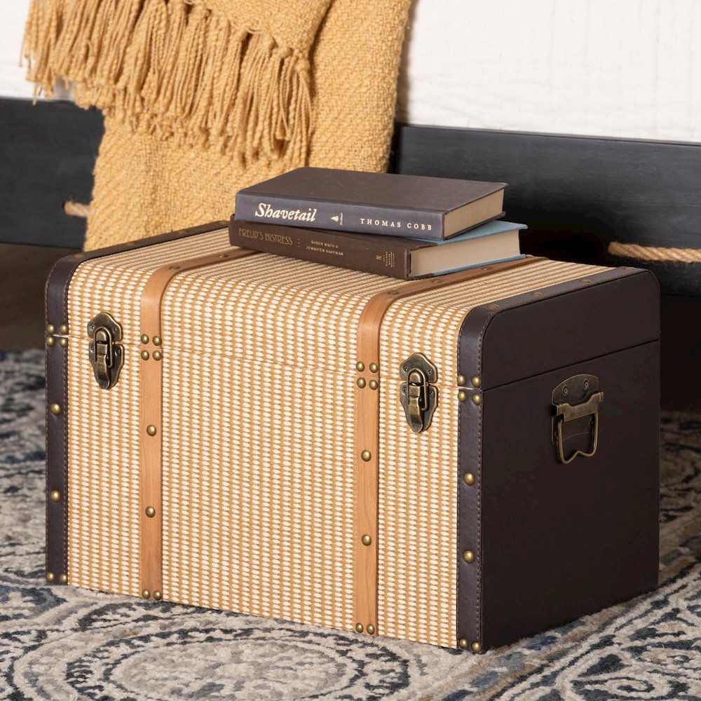 Manton Storage Trunk - Storage Chest with Hinged Top and Woven Exterior