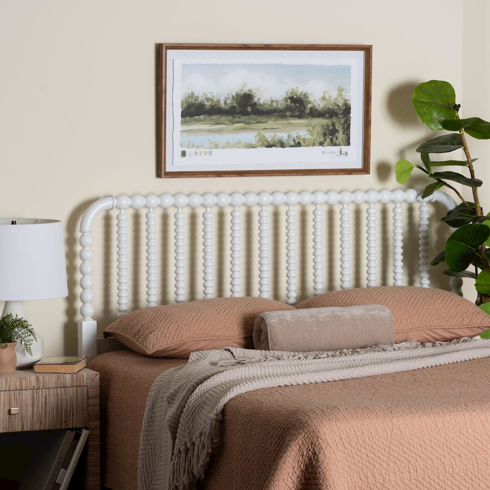 Finley Turned Bobbin Headboard - Spindle Design, Farmhouse, Queen, White
