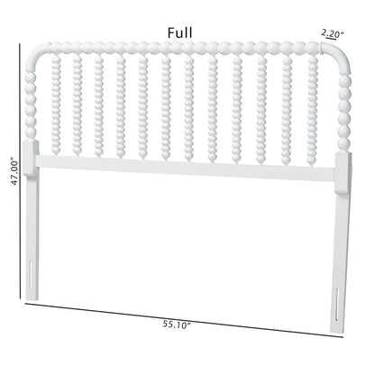 Finley Turned Bobbin Headboard - Spindle Design, Farmhouse, Queen, White