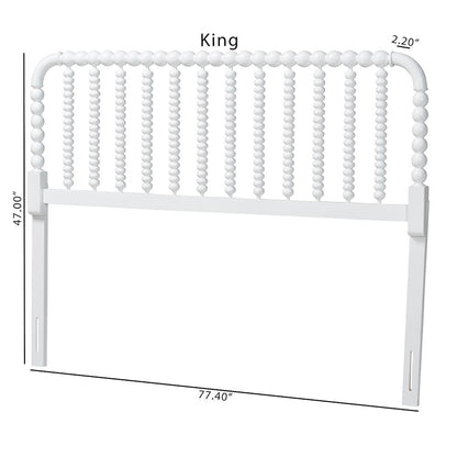 Finley Turned Bobbin Headboard - Spindle Design, Farmhouse, Queen, White
