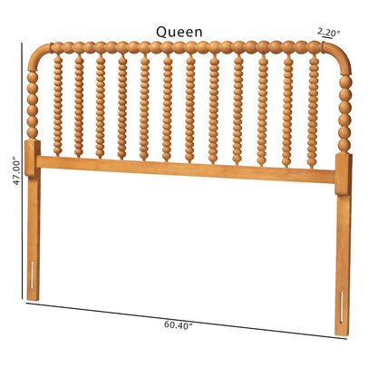 Finley Turned Bobbin Headboard - Spindle Design, Farmhouse, Queen, Oak Brown