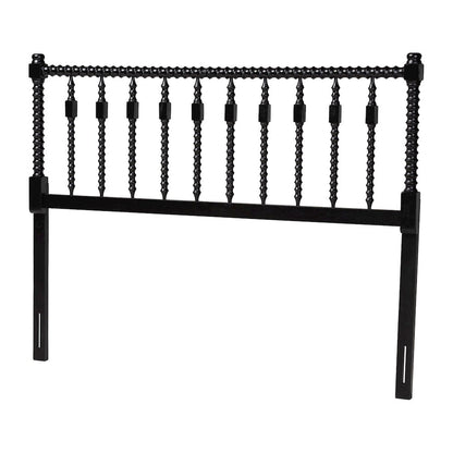 Juliette Turned Spindle Headboard - Spoke Design, Farmhouse, Queen, Black