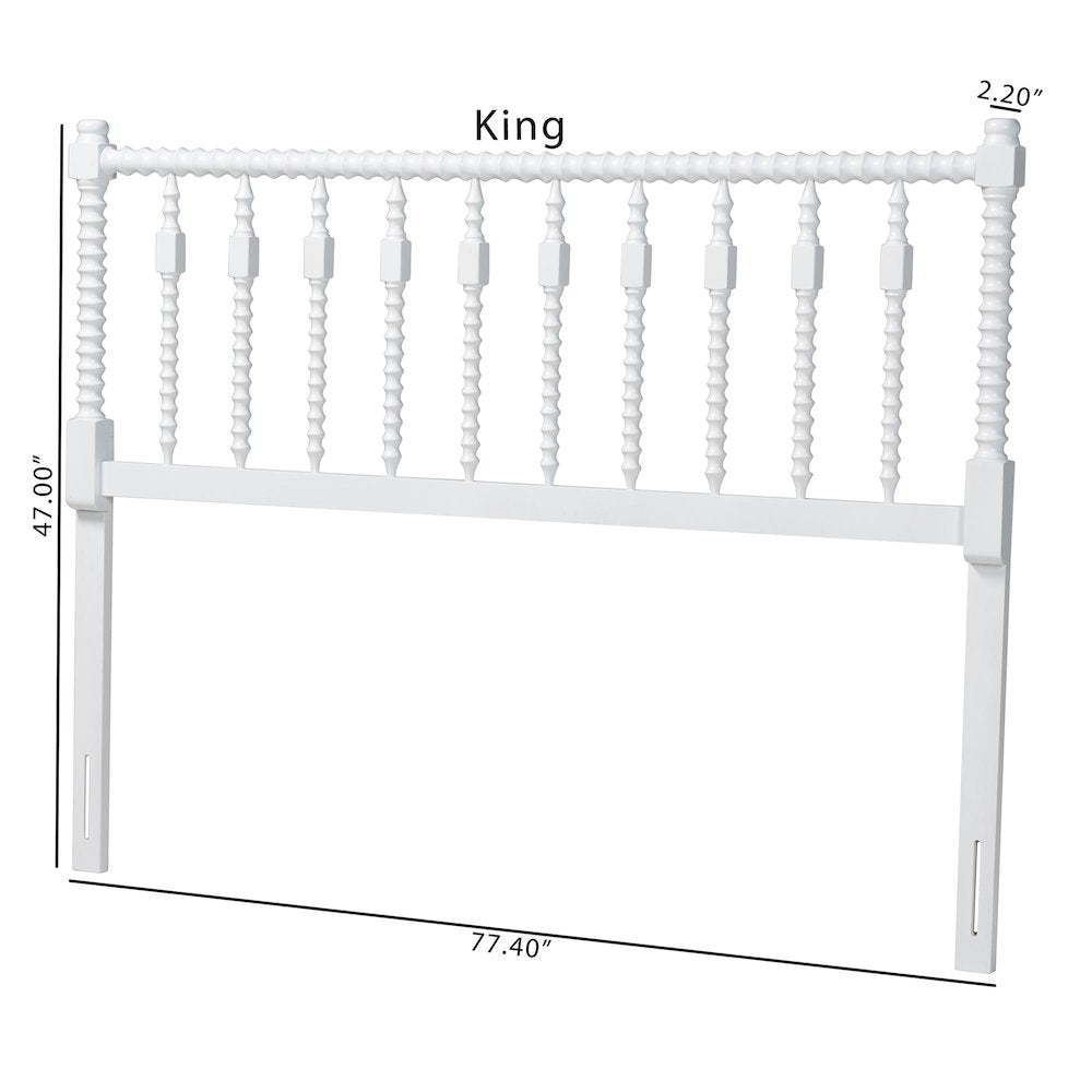 Juliette Turned Spindle Headboard - Spoke Design, Farmhouse, Queen, White