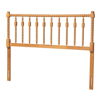 Juliette Turned Spindle Headboard - Spoke Design, Farmhouse, Queen, Oak Brown