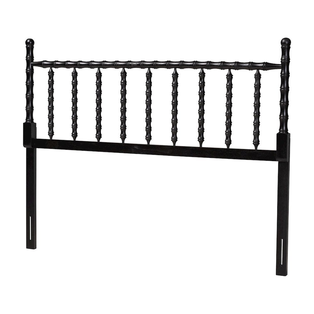 Edaline Bamboo Motif Headboard - Turned Spindle Design, Boho, Queen, Black