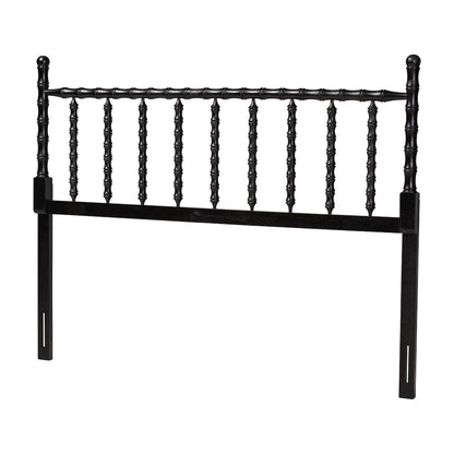 Edaline Bamboo Motif Headboard - Turned Spindle Design, Boho, Queen, Black