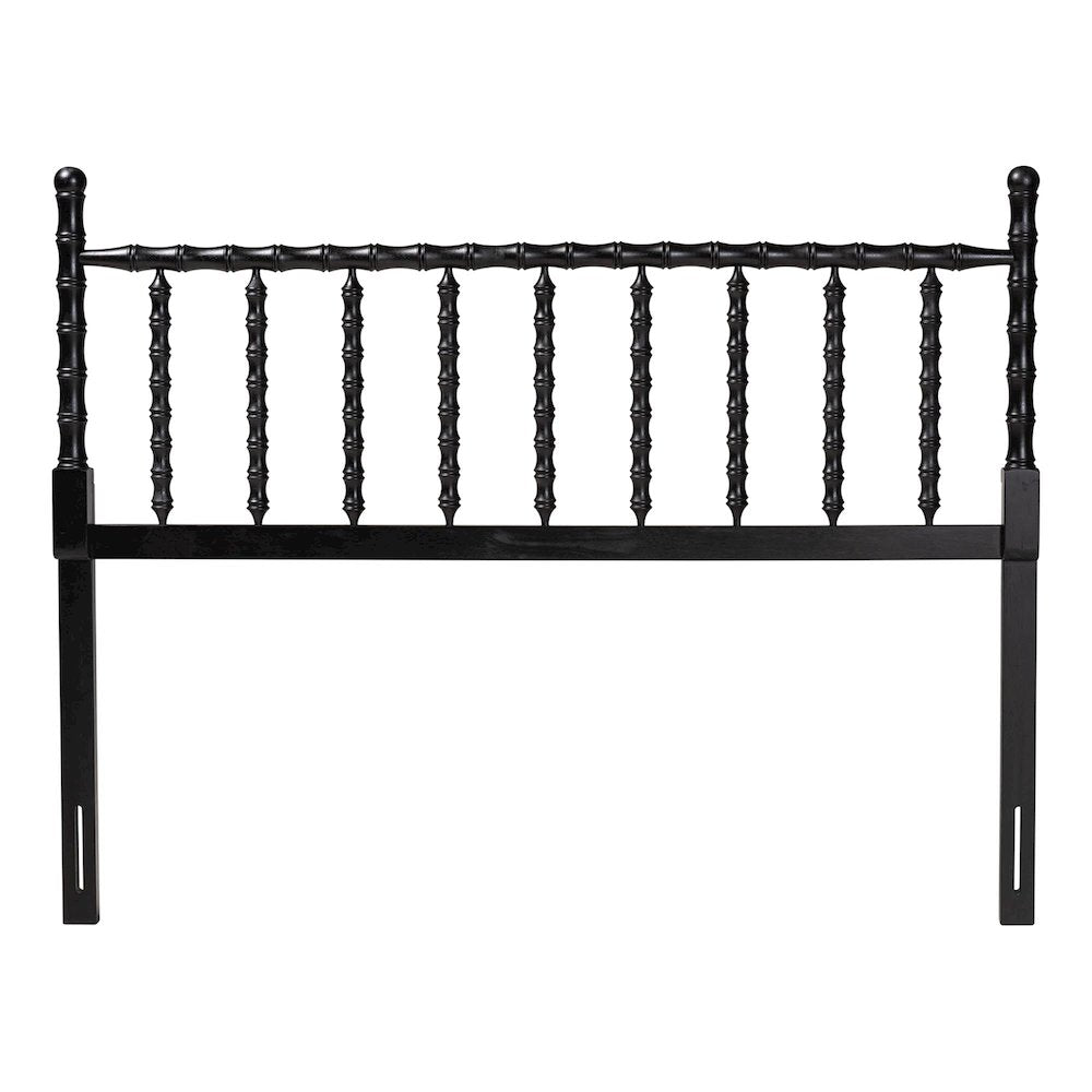 Edaline Bamboo Motif Headboard - Turned Spindle Design, Boho, Queen, Black