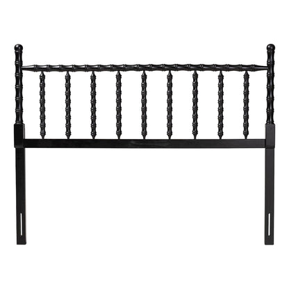 Edaline Bamboo Motif Headboard - Turned Spindle Design, Boho, Queen, Black