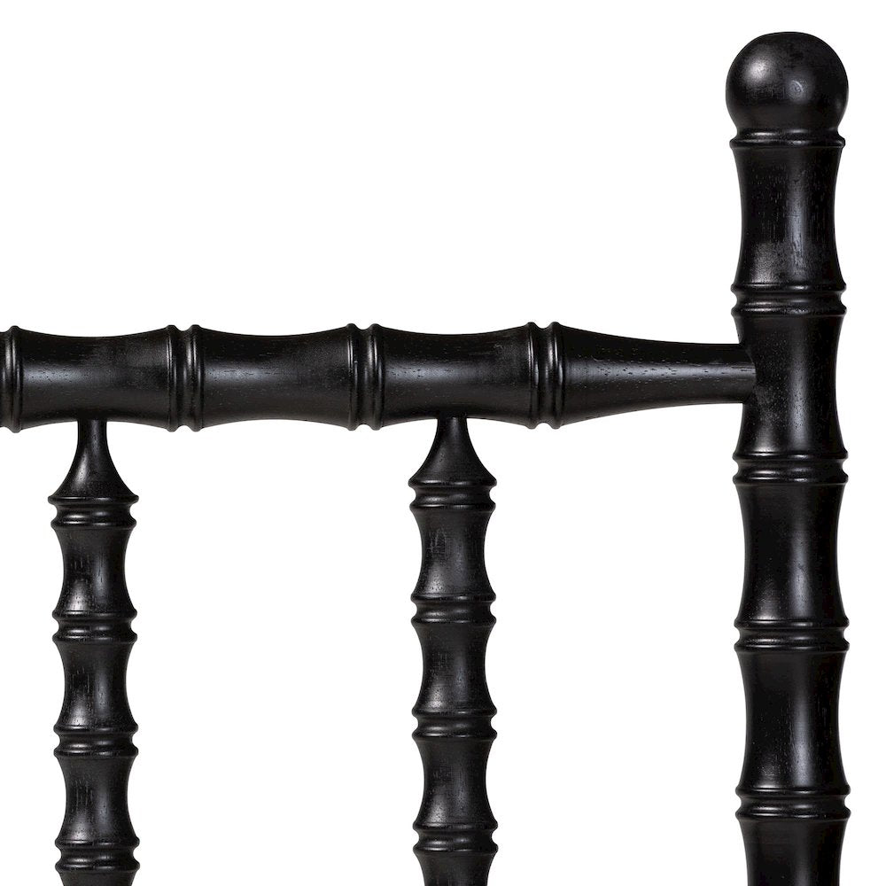 Edaline Bamboo Motif Headboard - Turned Spindle Design, Boho, Queen, Black