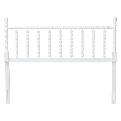 Edaline Bamboo Motif Headboard - Turned Spindle Design, Boho, Queen, White