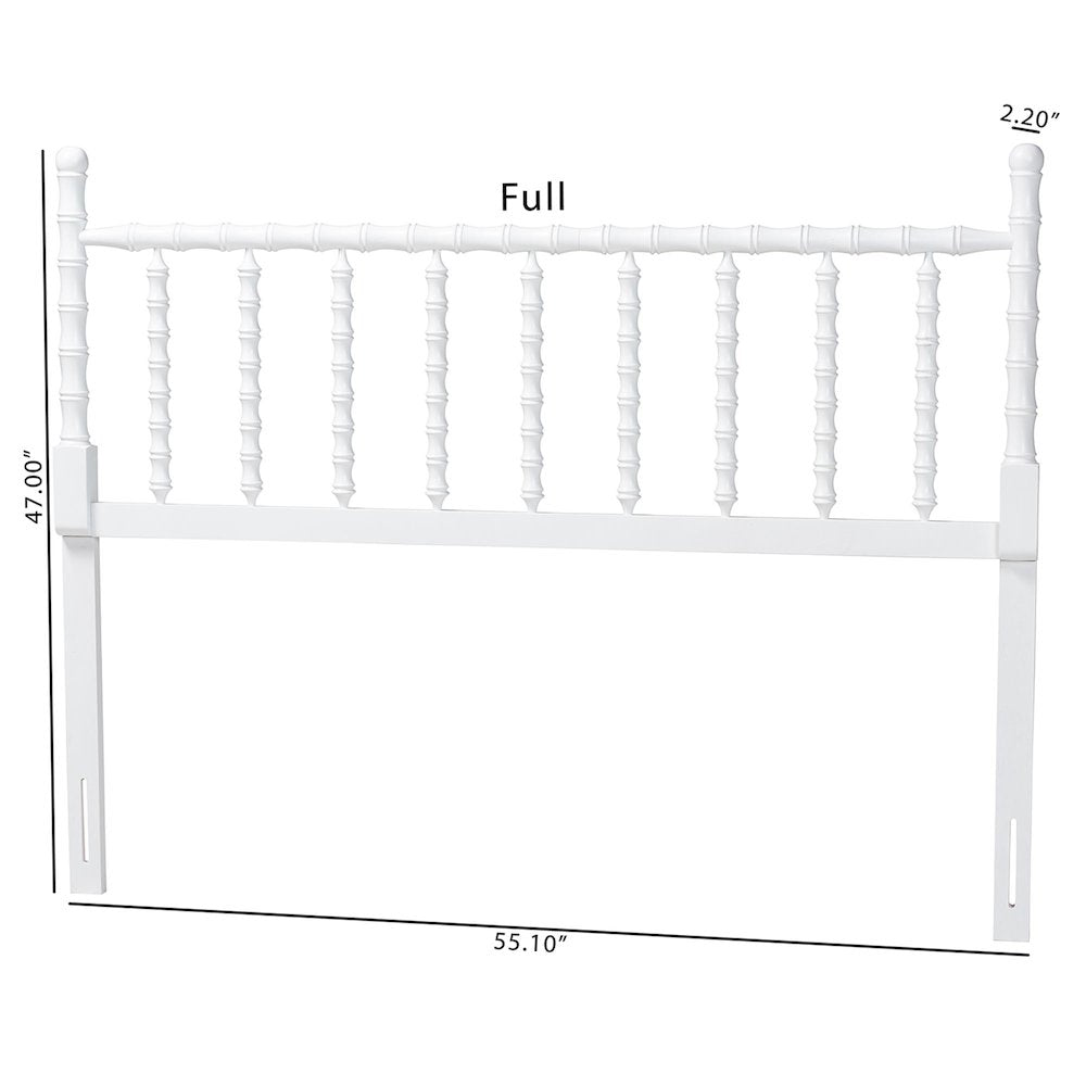 Edaline Bamboo Motif Headboard - Turned Spindle Design, Boho, Queen, White