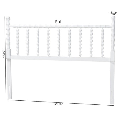Edaline Bamboo Motif Headboard - Turned Spindle Design, Boho, Queen, White