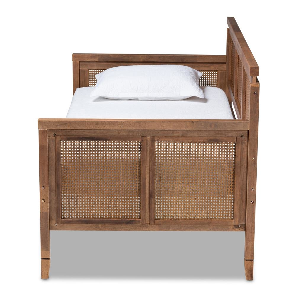 French Provincial Ash Walnut Daybed with Synthetic Rattan Frame