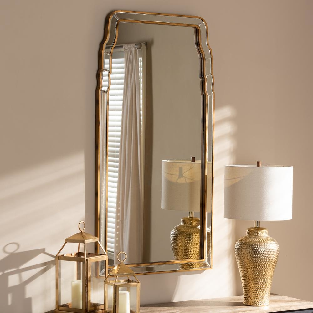 Alice Modern and Contemporary Queen Anne Style Antique Gold Finished Accent Wall Mirror