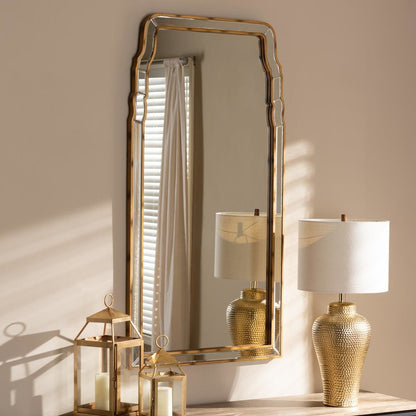 Alice Modern and Contemporary Queen Anne Style Antique Gold Finished Accent Wall Mirror