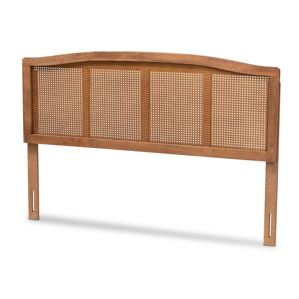 Mid-Century Modern Ash Wood Headboard with Synthetic Rattan Accent