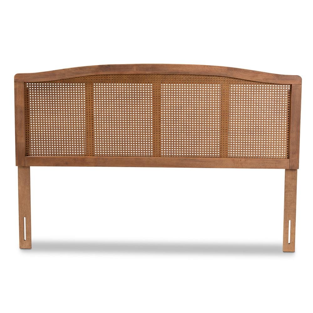 Mid-Century Modern Ash Wood Headboard with Synthetic Rattan Accent
