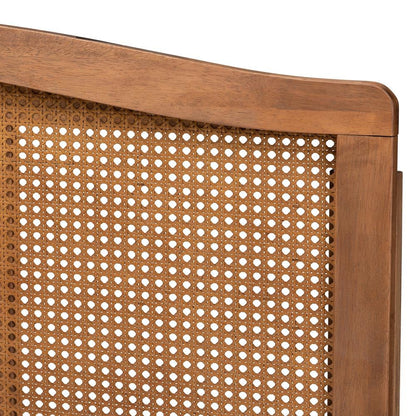 Mid-Century Modern Ash Wood Headboard with Synthetic Rattan Accent