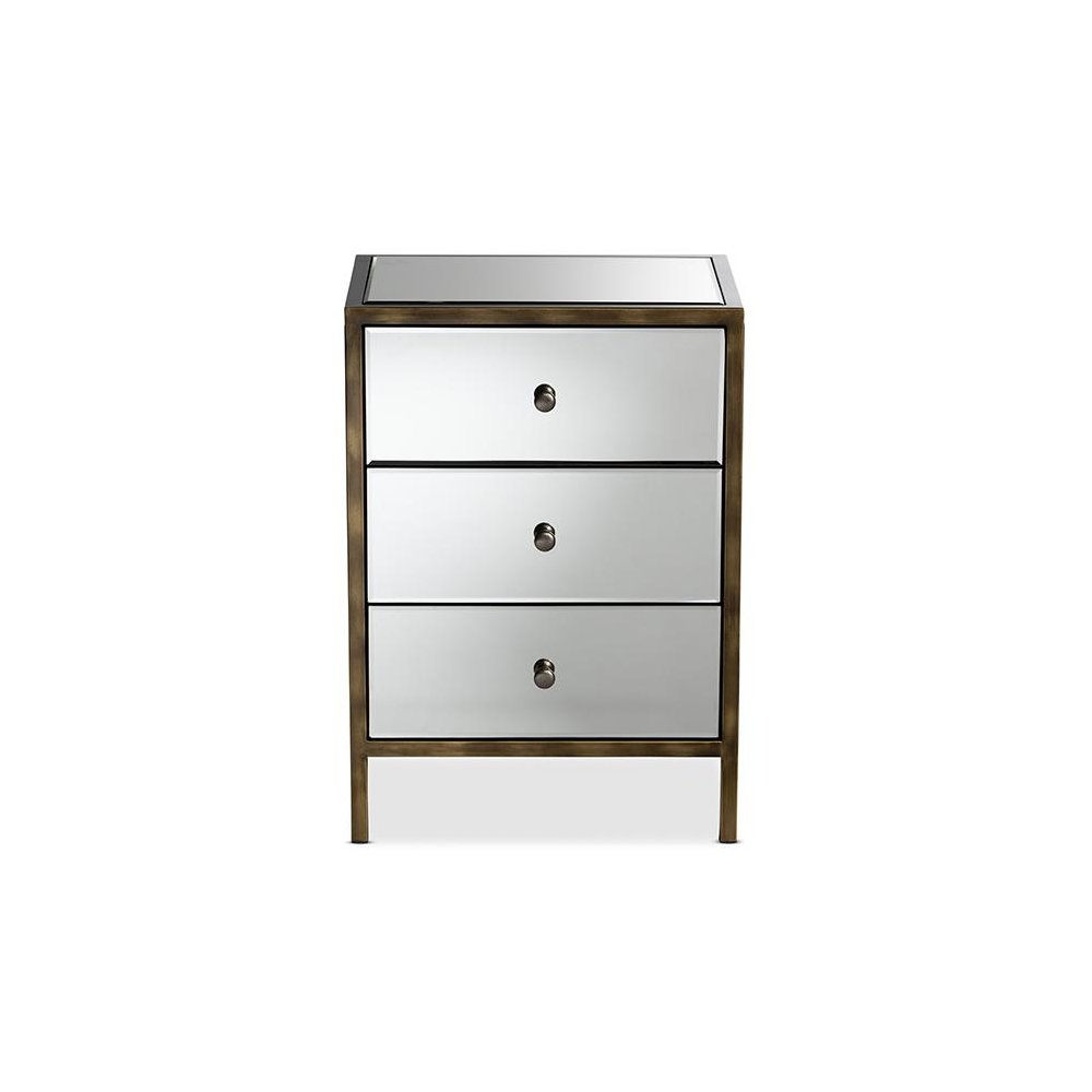 Hollywood Regency Glamour Style Mirrored 3-Drawer End Table