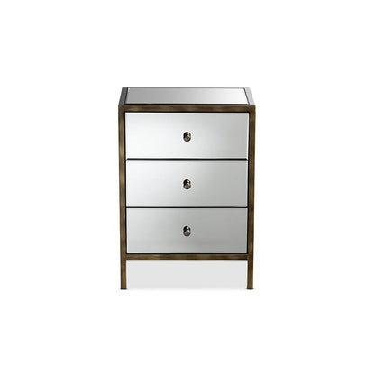 Hollywood Regency Glamour Style Mirrored 3-Drawer End Table