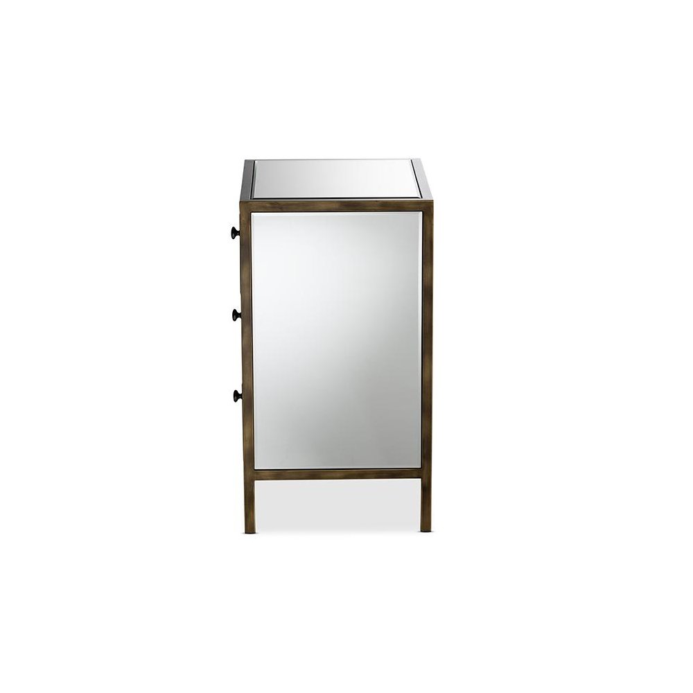 Hollywood Regency Glamour Style Mirrored 3-Drawer End Table