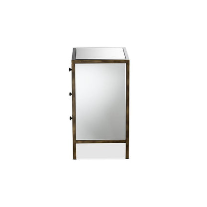 Hollywood Regency Glamour Style Mirrored 3-Drawer End Table