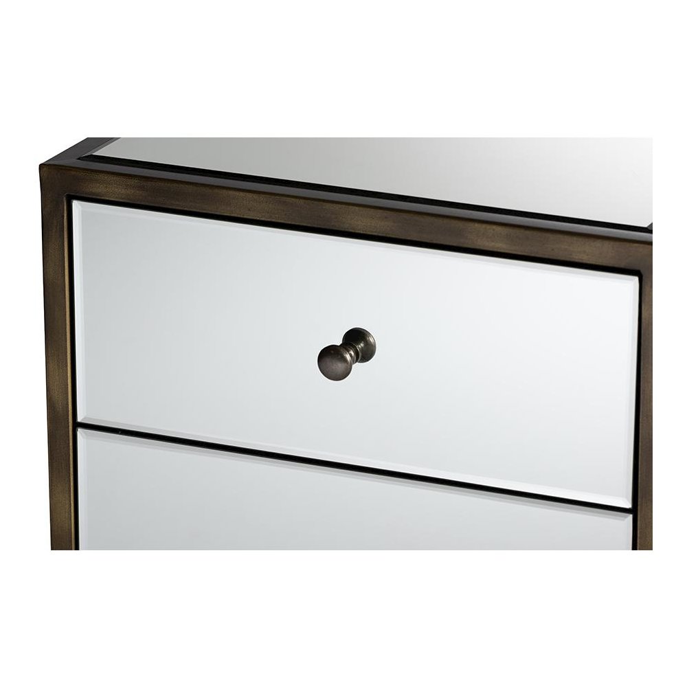 Hollywood Regency Glamour Style Mirrored 3-Drawer End Table