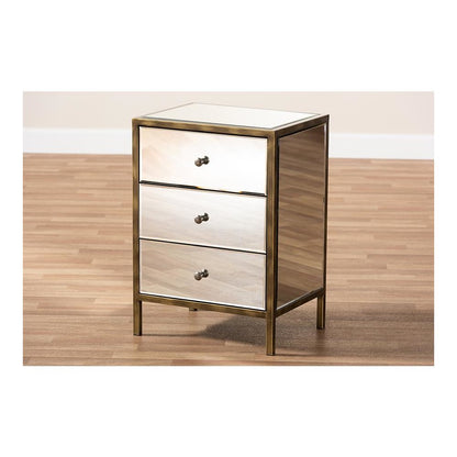 Hollywood Regency Glamour Style Mirrored 3-Drawer End Table