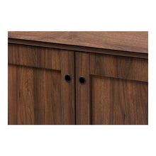 Mid-Century Modern Walnut Brown Shoe Storage Cabinet with 2 Doors