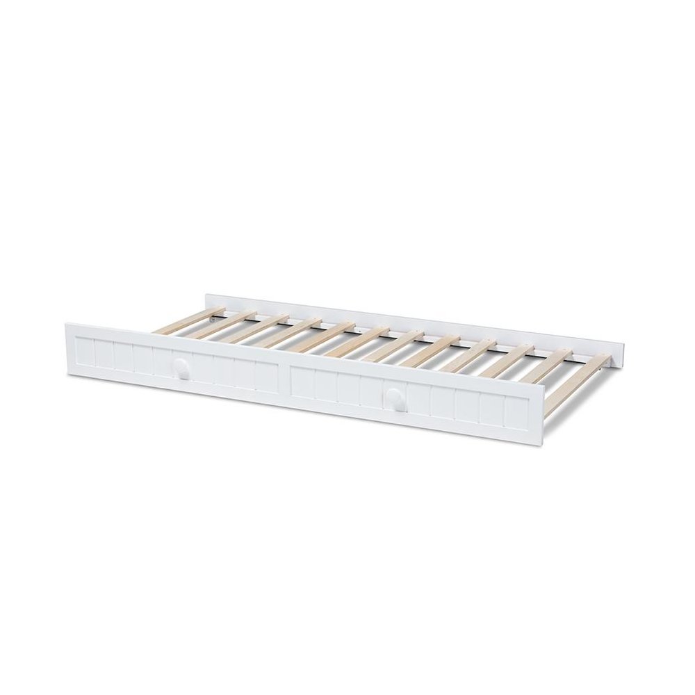 Baxton Studio Neves Cottage Farmhouse White Finished Wood Twin Size Trundle