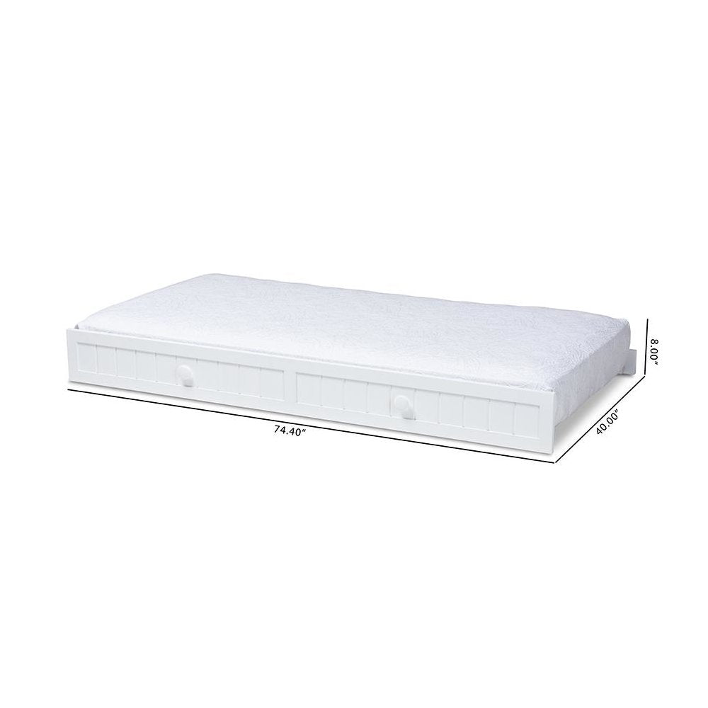 Baxton Studio Neves Cottage Farmhouse White Finished Wood Twin Size Trundle