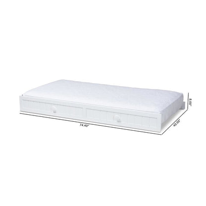 Baxton Studio Neves Cottage Farmhouse White Finished Wood Twin Size Trundle