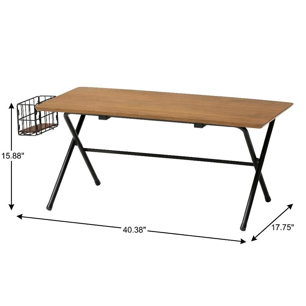 Brown and Black Coffee Table with MDF Frame and Metal Legs