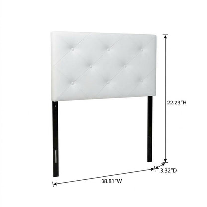 White Faux Leather Twin Headboard, Upholstered Padding, Contemporary Style
