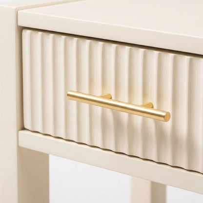 Ivory Wood Nightstand with Single Drawer for Bedroom Decor