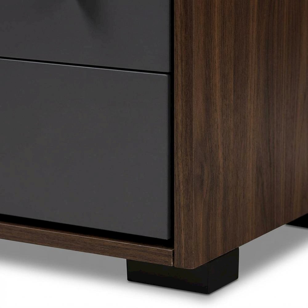 Gray and Walnut Two-Tone Wood TV Stand with Contemporary Style