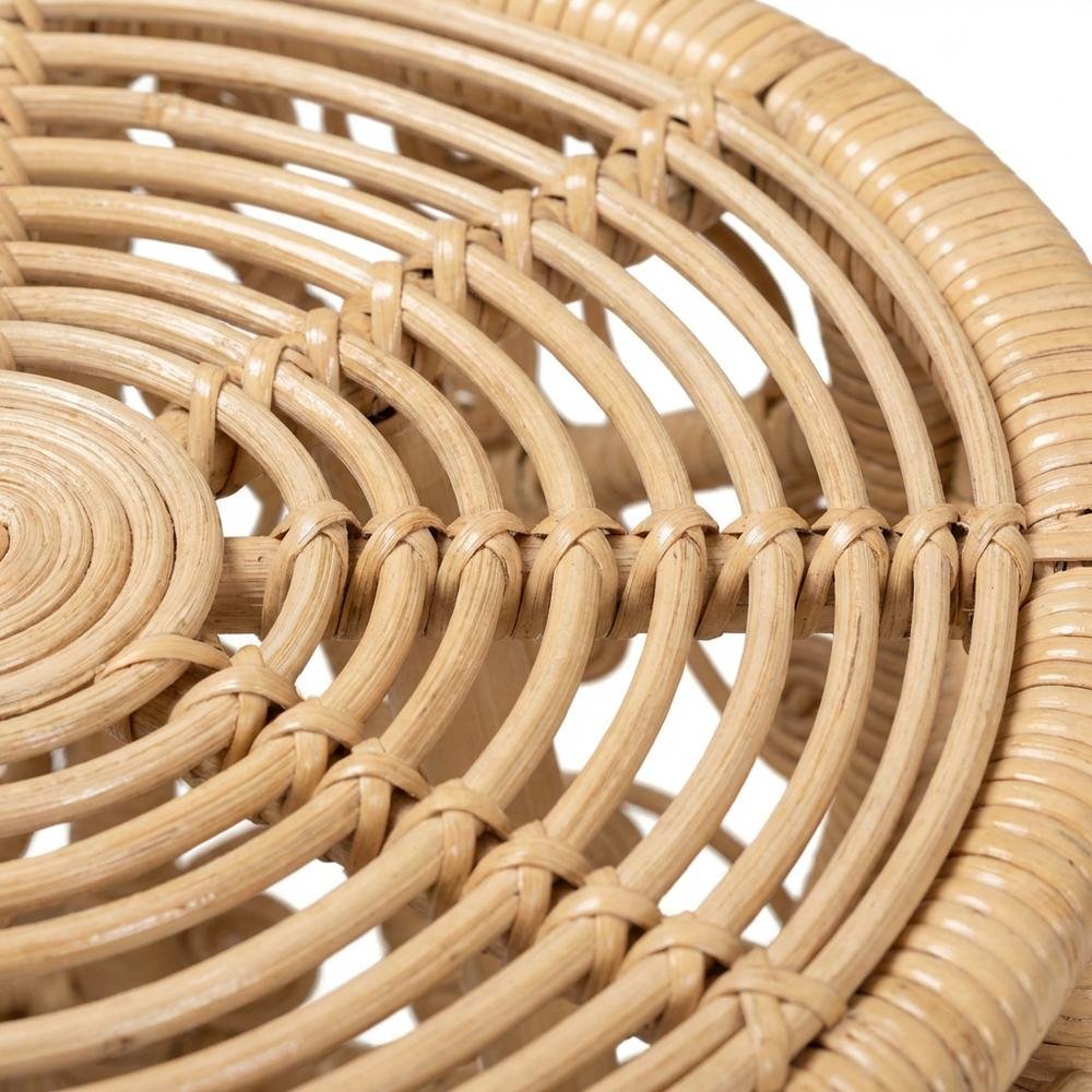 Natural Brown Rattan End Table with Stylish Wooden Frame