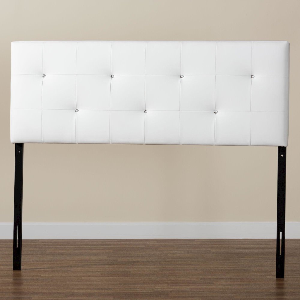 Dalini Modern and Contemporary Full White Faux Leather Headboard