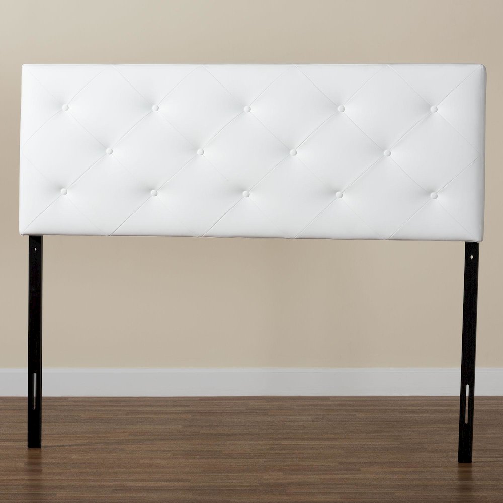 Baltimore Modern and Contemporary Full White Faux Leather Upholstered Headboard