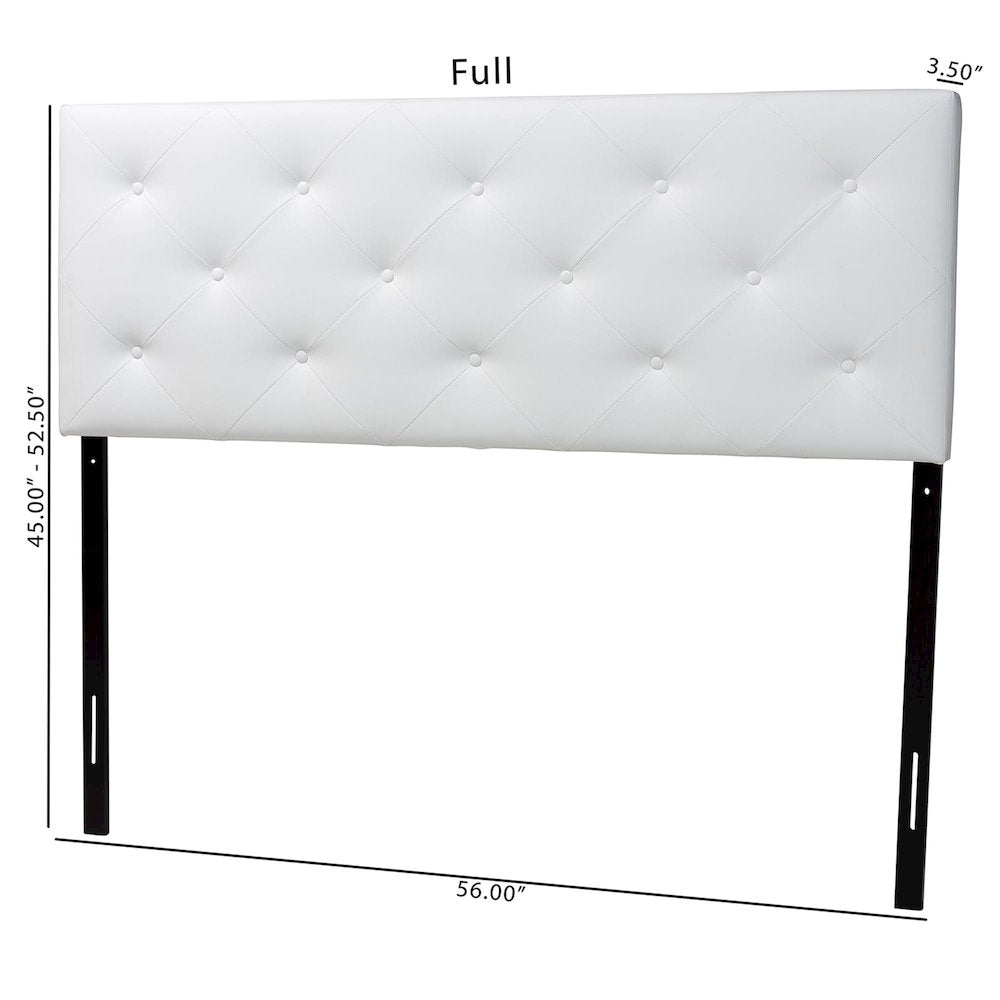Baltimore Modern and Contemporary Full White Faux Leather Upholstered Headboard