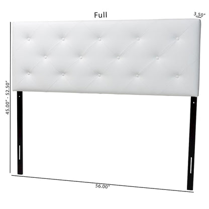 Baltimore Modern and Contemporary Full White Faux Leather Upholstered Headboard
