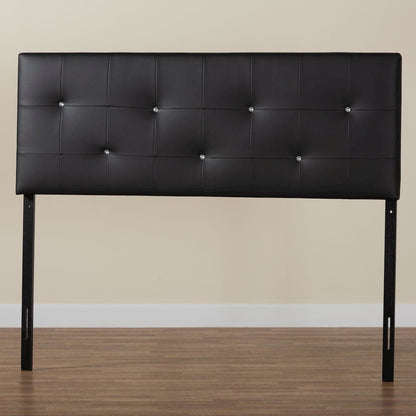 Dalini Modern and Contemporary Full Black Faux Leather Headboard