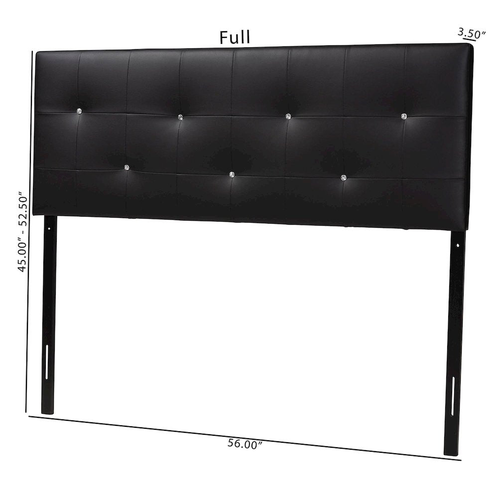 Dalini Modern and Contemporary Full Black Faux Leather Headboard