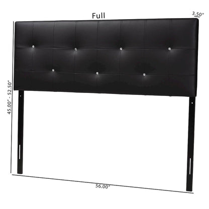 Dalini Modern and Contemporary Full Black Faux Leather Headboard