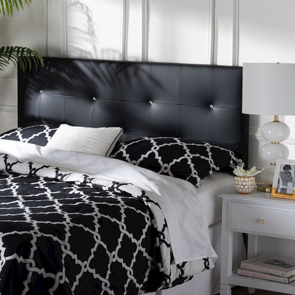 Dalini Modern and Contemporary King Black Faux Leather Headboard