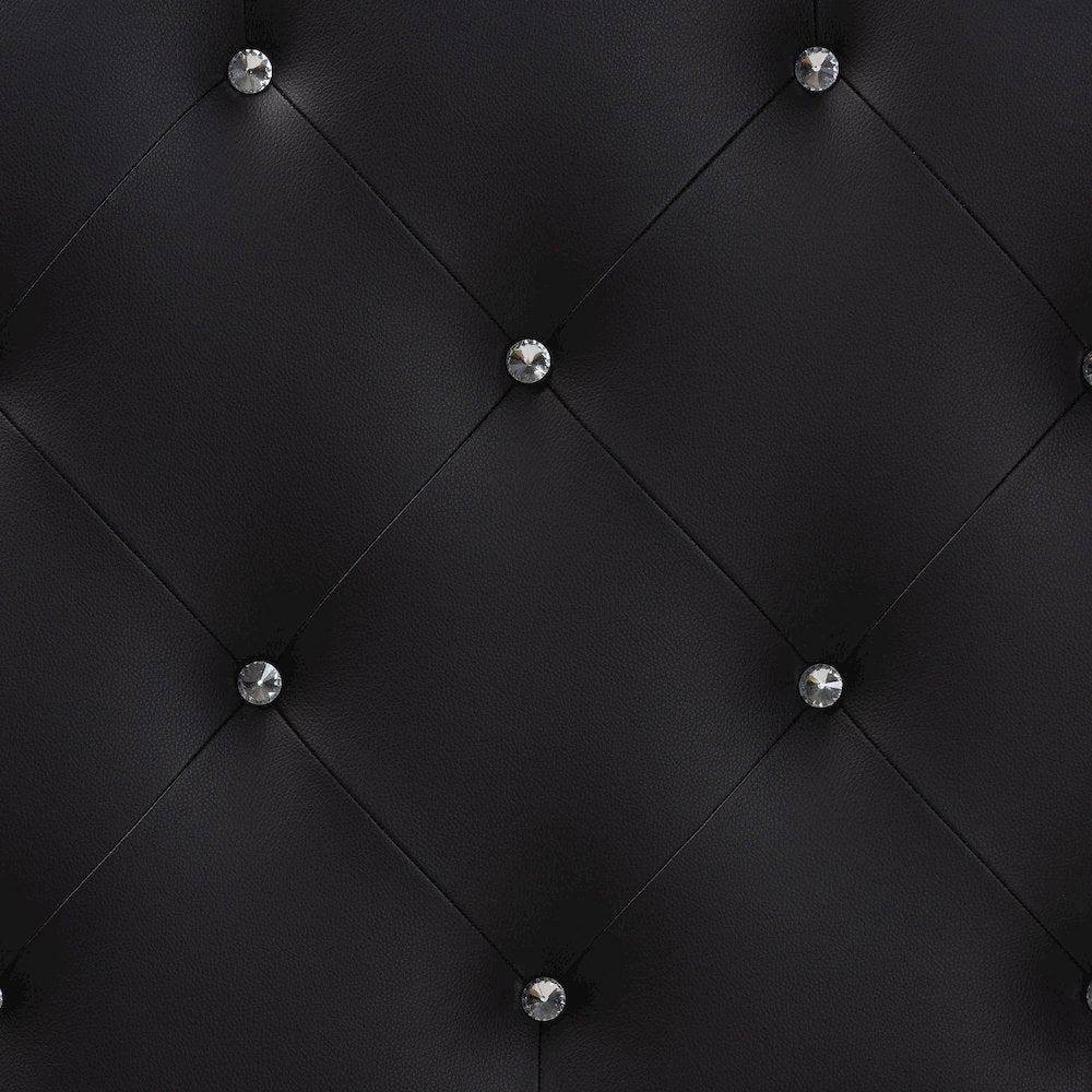 Queen Size Black Faux Leather Upholstered Button-tufted Scalloped Headboard