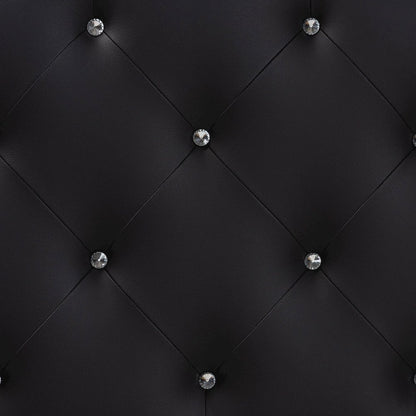 Queen Size Black Faux Leather Upholstered Button-tufted Scalloped Headboard