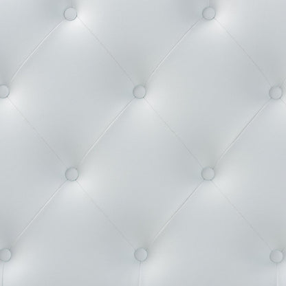 Queen Size White Faux Leather Upholstered Button-tufted Scalloped Headboard